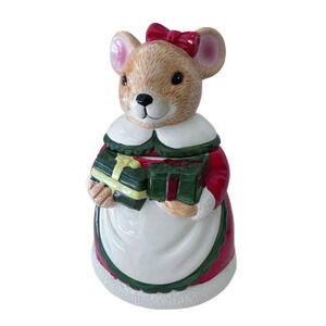 CHRISTMAS MOUSE COOKIE JAR VERY CUTE.